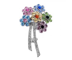 Broșă decorativă cu cristale Swarovski Oliver Weber Flowers Mixed