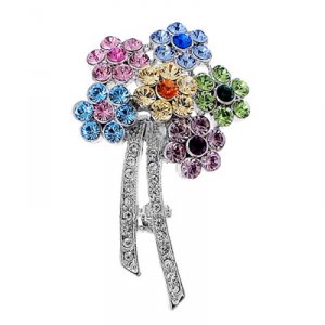 Broșă decorativă cu cristale Swarovski Oliver Weber Flowers Mixed