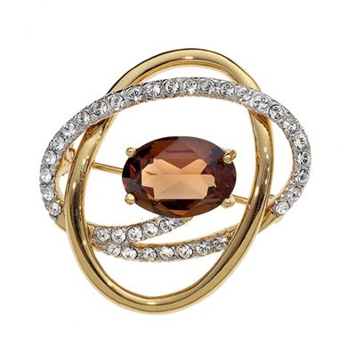 Broșă decorativă cu cristale Swarovski Oliver Weber Monte Gold