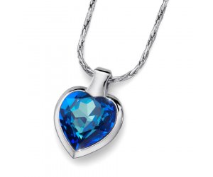 Pandantiv cu cristale Swarovski Oliver Weber Heart Bermuda Blue 11616-BLU