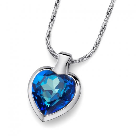 Pandantiv cu cristale Swarovski Oliver Weber Heart Bermuda Blue 11616-BLU