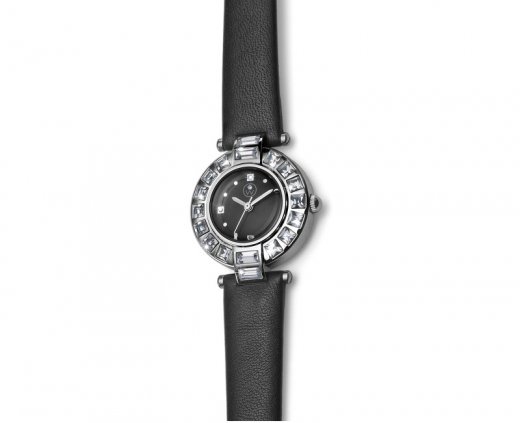 Ceas de damă cu cristale Swarovski Oliver Weber Riga Steel Black 65039-BLA