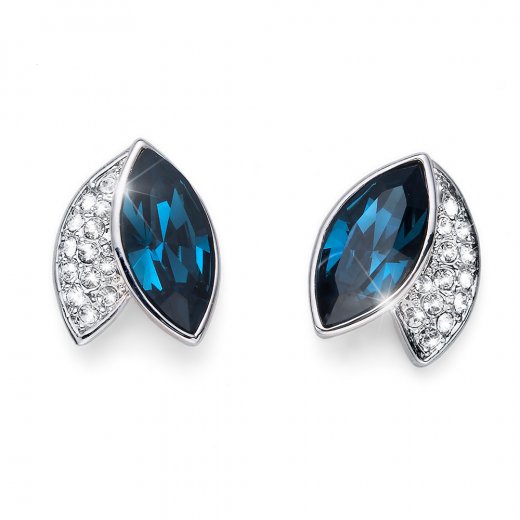 Cercei cu cristale Swarovski Oliver Weber Leaf blue