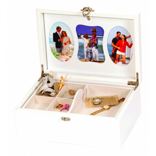 Casetă bijuterii din lemn Mele&Co. White Special Memory Box
