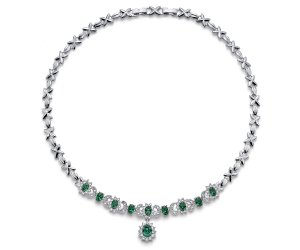 Colier cu cristale Swarovski Princess emerald