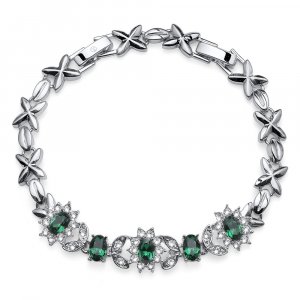 Brățară cu cristale Swaroski Oliver Weber Princess emerald