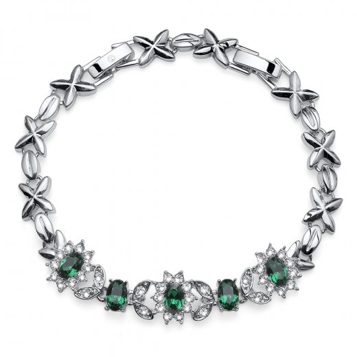 Brățară cu cristale Swaroski Oliver Weber Princess emerald